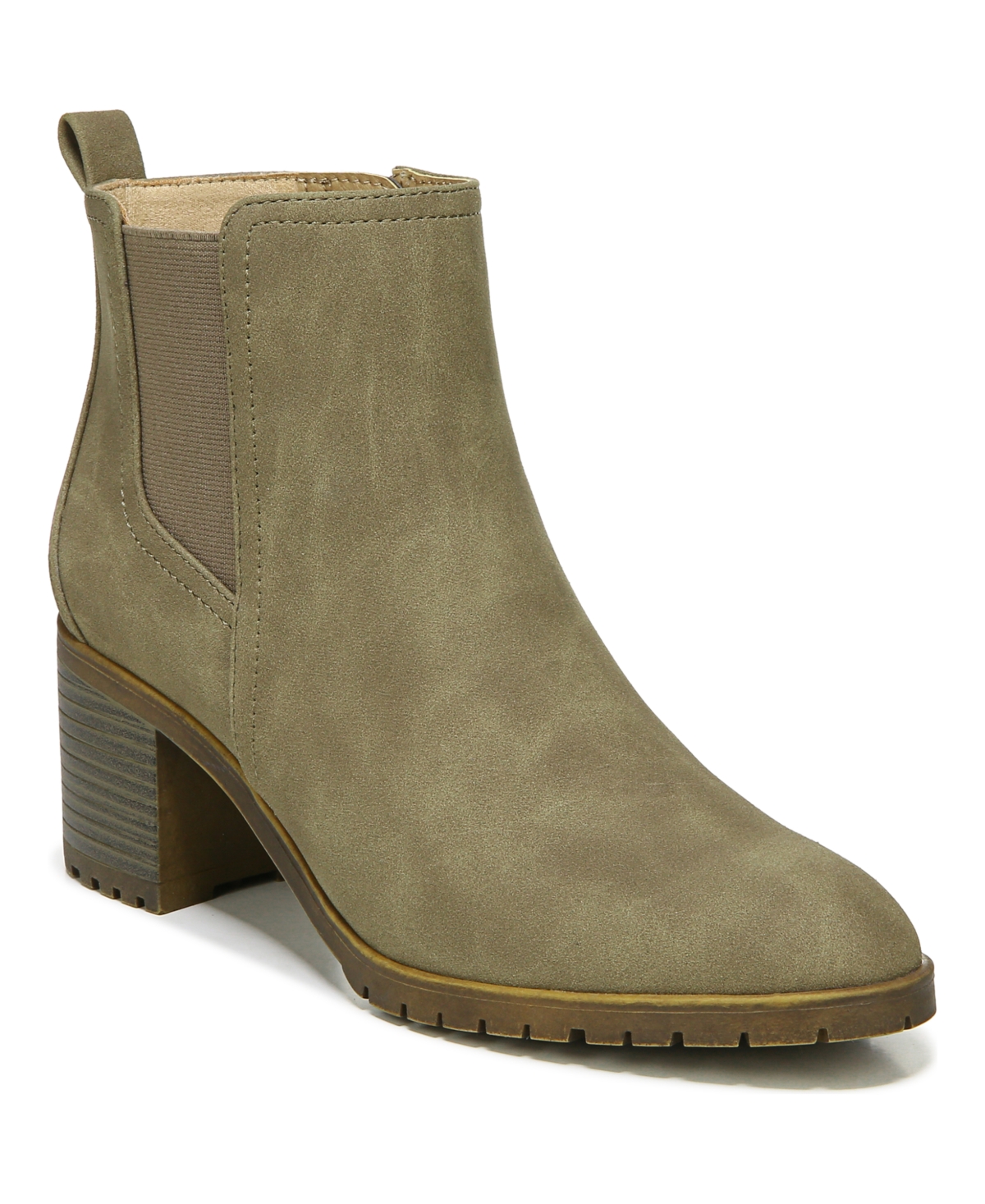 Lifestride Mesa Block Heel Bootie In Desert Beige Faux Leather