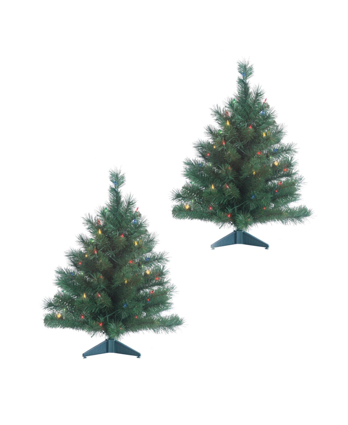 2' Pre-Lit Colorado Spruce with 50 Ul Lights Each, Set of 2 - Green