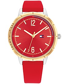 Women's Red Silicone Strap Watch 38mm