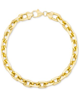 Italian Gold - Men's Rolo Link Chain Bracelet in 14k Gold-Plated Sterling Silver