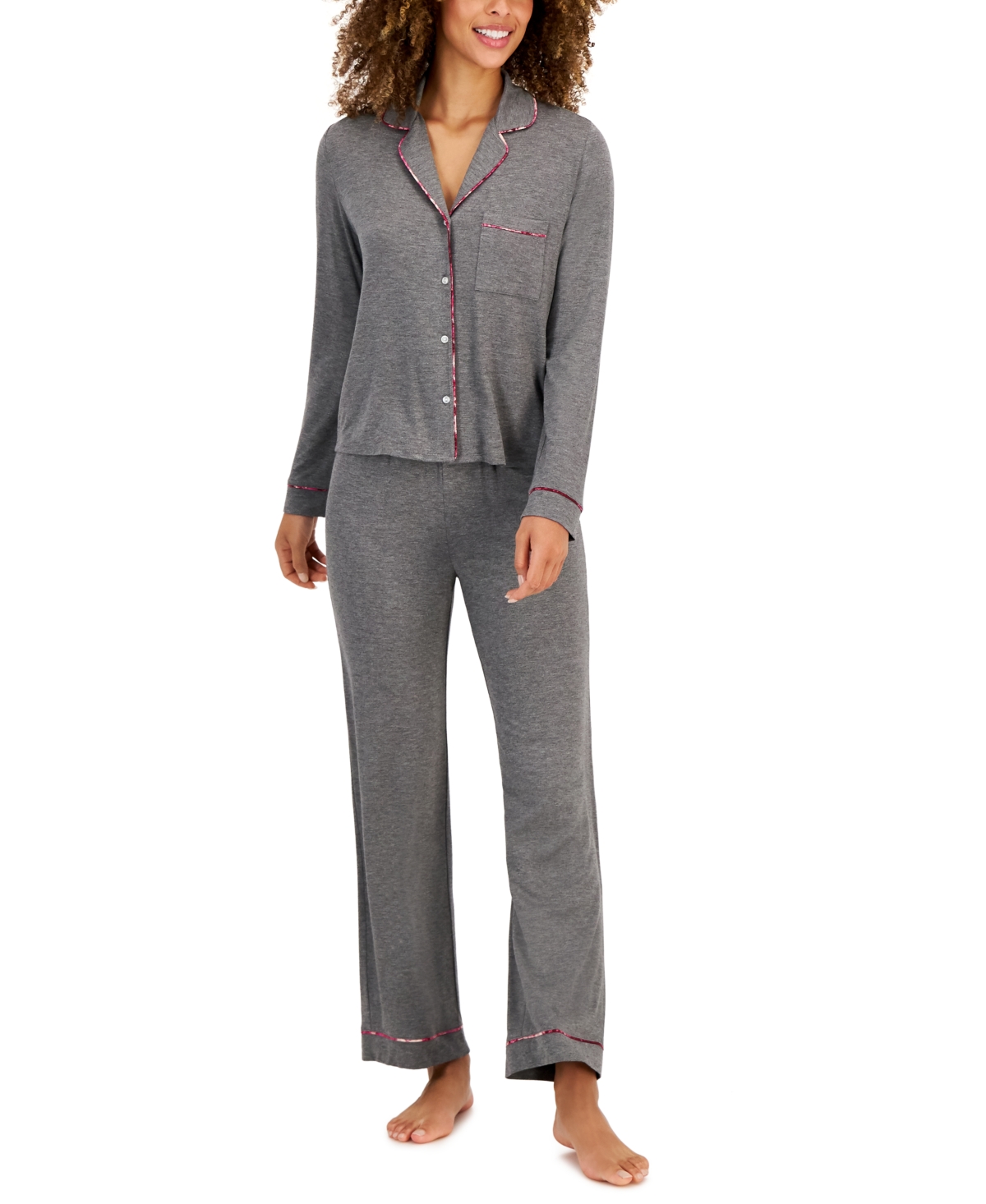 Jenni Women's Notch-Collar Pajama Set, Created for Macy's