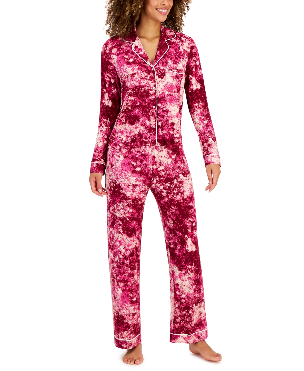 Jenni Women's Notch-Collar Pajama Set, Created for Macy's