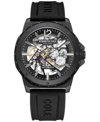 Kenneth Cole - Men's Automatic Black Silicone Strap Watch 45mm
