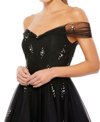 Women's Ieena Off The Shoulder Embellished Tulle Cocktail Dress