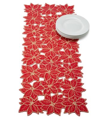 Elrene - Poinsettia Cut Work Poinsettia Centerpiece Runner