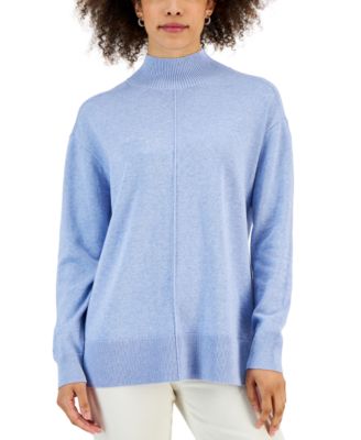 Karen Scott - Women's Cotton Seam-Front Mock Neck Sweater
