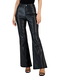 Women's Faux-Leather Flare-Leg Pants, Created for Macy's