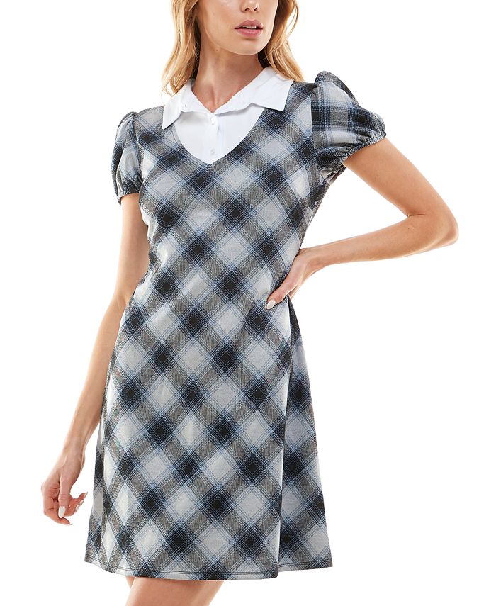 Planet Gold Juniors Collared Puffed Sleeve Dress Macy s