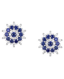 Lab-Created Sapphire (5/8 ct. t.w.) & Lab-Created White Sapphire (1/3 ct. t.w.) Flower Stud Earrings in 14k Gold-Plated Sterling Silver (Also in Lab-Created Emerald & Ruby)