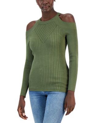 Women's Ribbed Cold-Shoulder Sweater, Created for Macy's