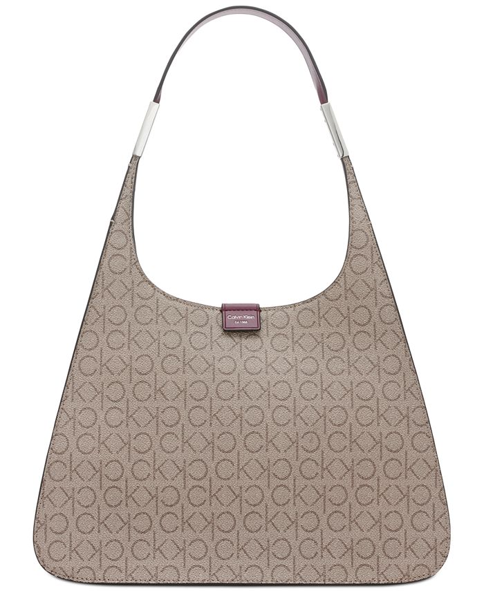  Calvin Klein Audrey North/South Tote, Almond/Taupe/Eggplant :  Clothing, Shoes & Jewelry