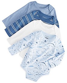 Baby Boys 4-Pack Printed Cotton Bodysuits, Created for Macy's 