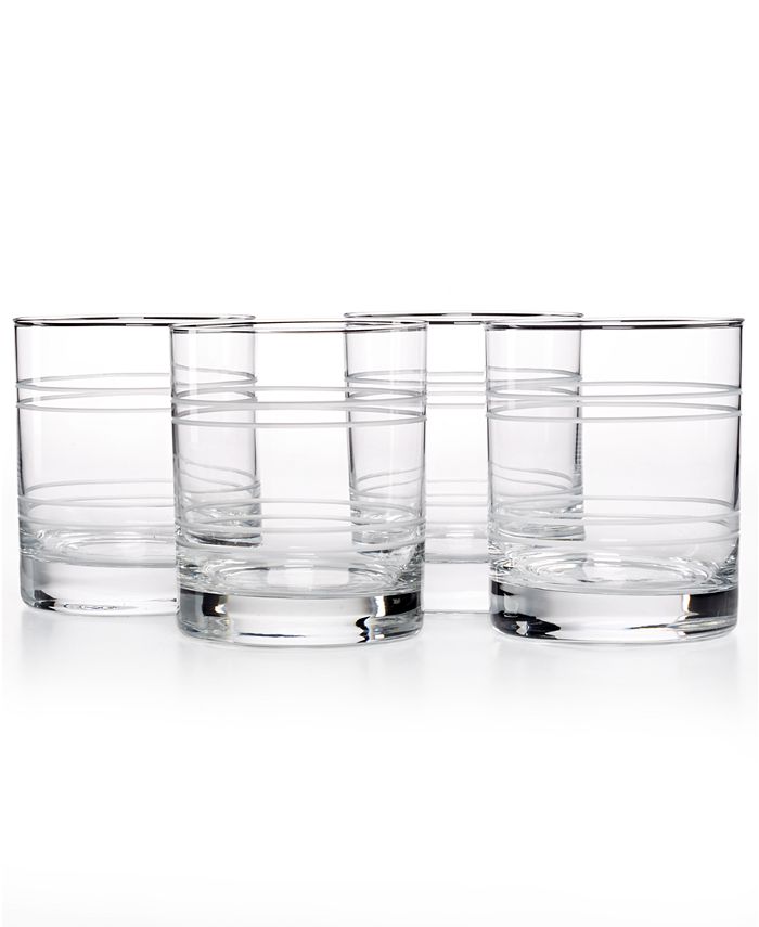 Martha Stewart Collection Set of 4 Etched Double Old Fashioned Glasses