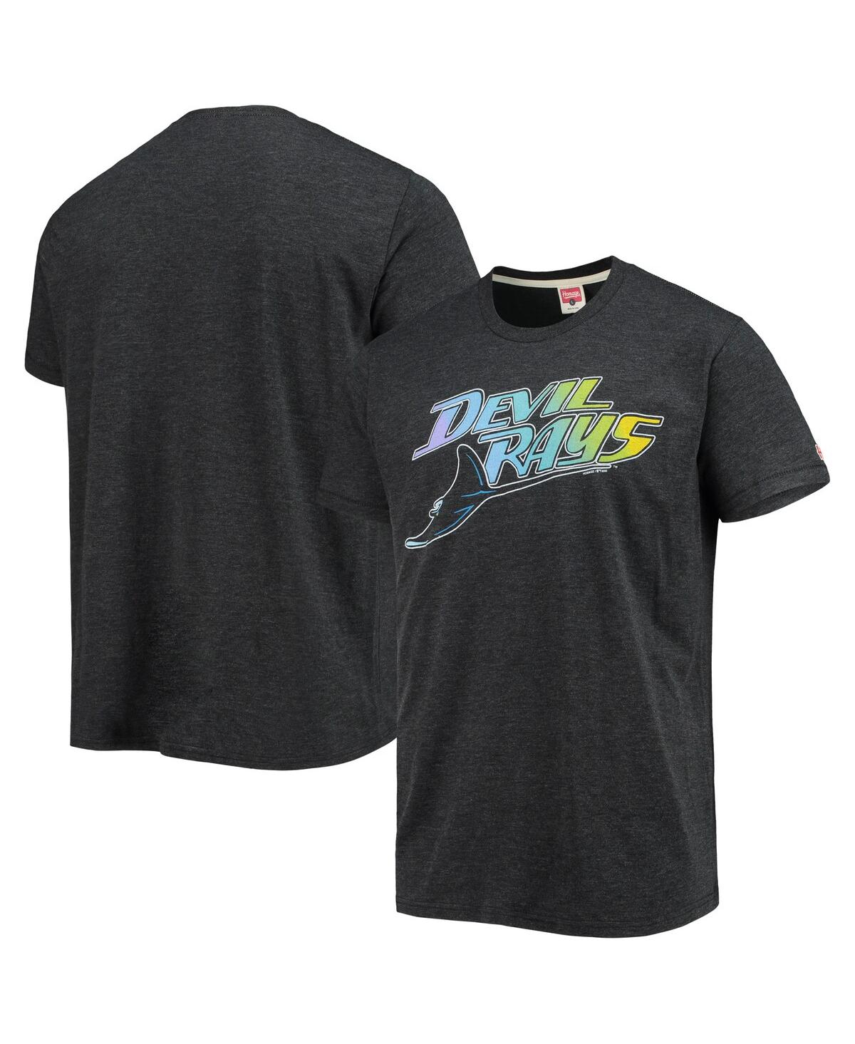 Men's HomageTampa Bay Rays Hand-Drawn Logo Tri-Blend T-shirt - Heathered Charcoal