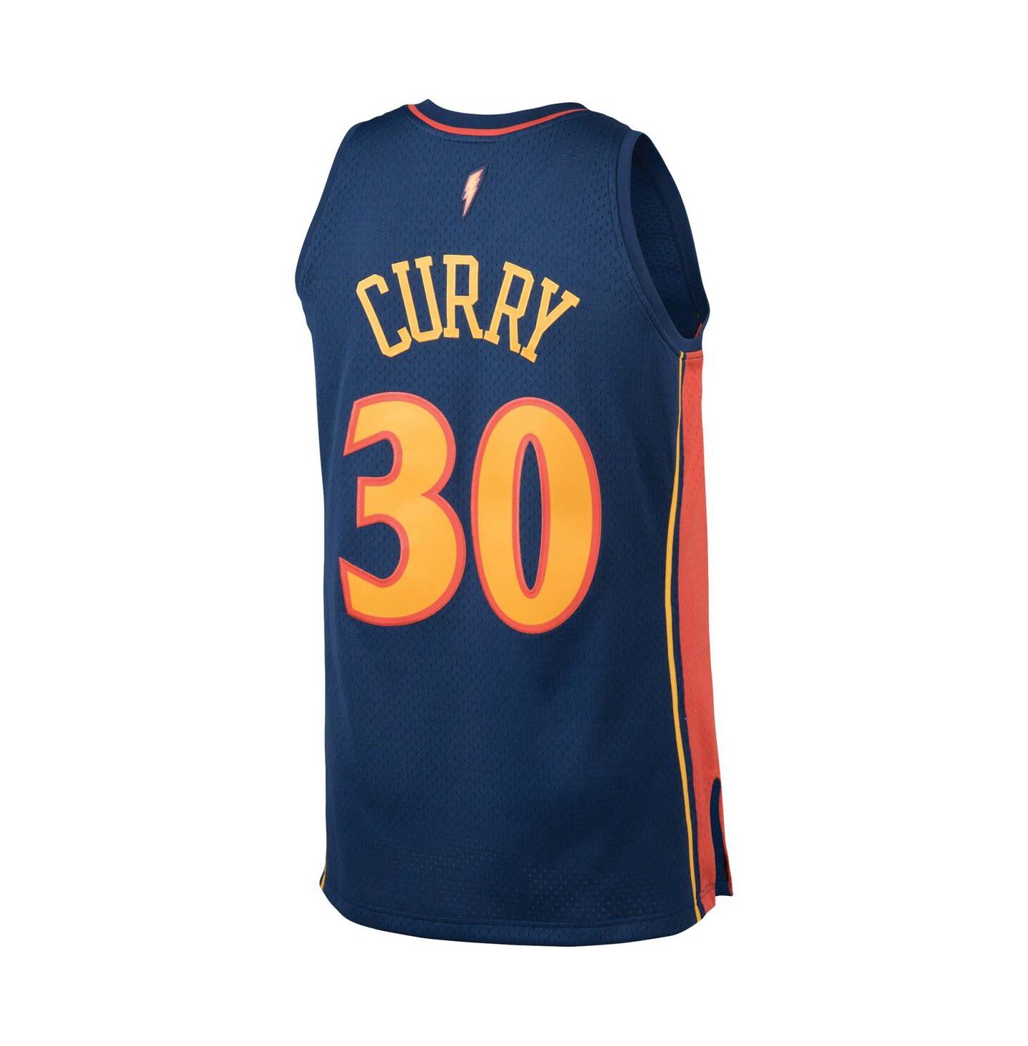Мужской топ Mitchell & Ness Stephen Curry Navy Golden State Warriors Big and Tall Hardwood Classics Jersey — фото 3