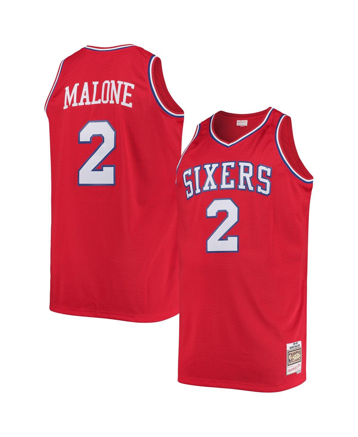 Men's Mitchell & Ness Moses MalonePhiladelphia 76ers Big and Tall Hardwood Classics Jersey - Red