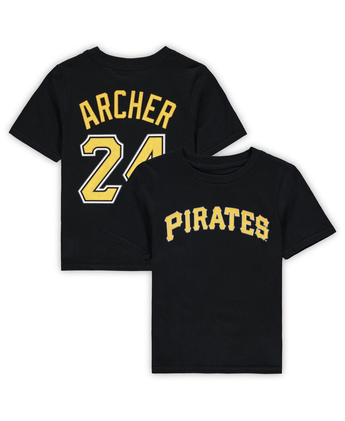OUTERSTUFF BOYS AND GIRLS PRESCHOOL CHRIS ARCHER BLACK PITTSBURGH PIRATES NAME AND NUMBER T-SHIRT