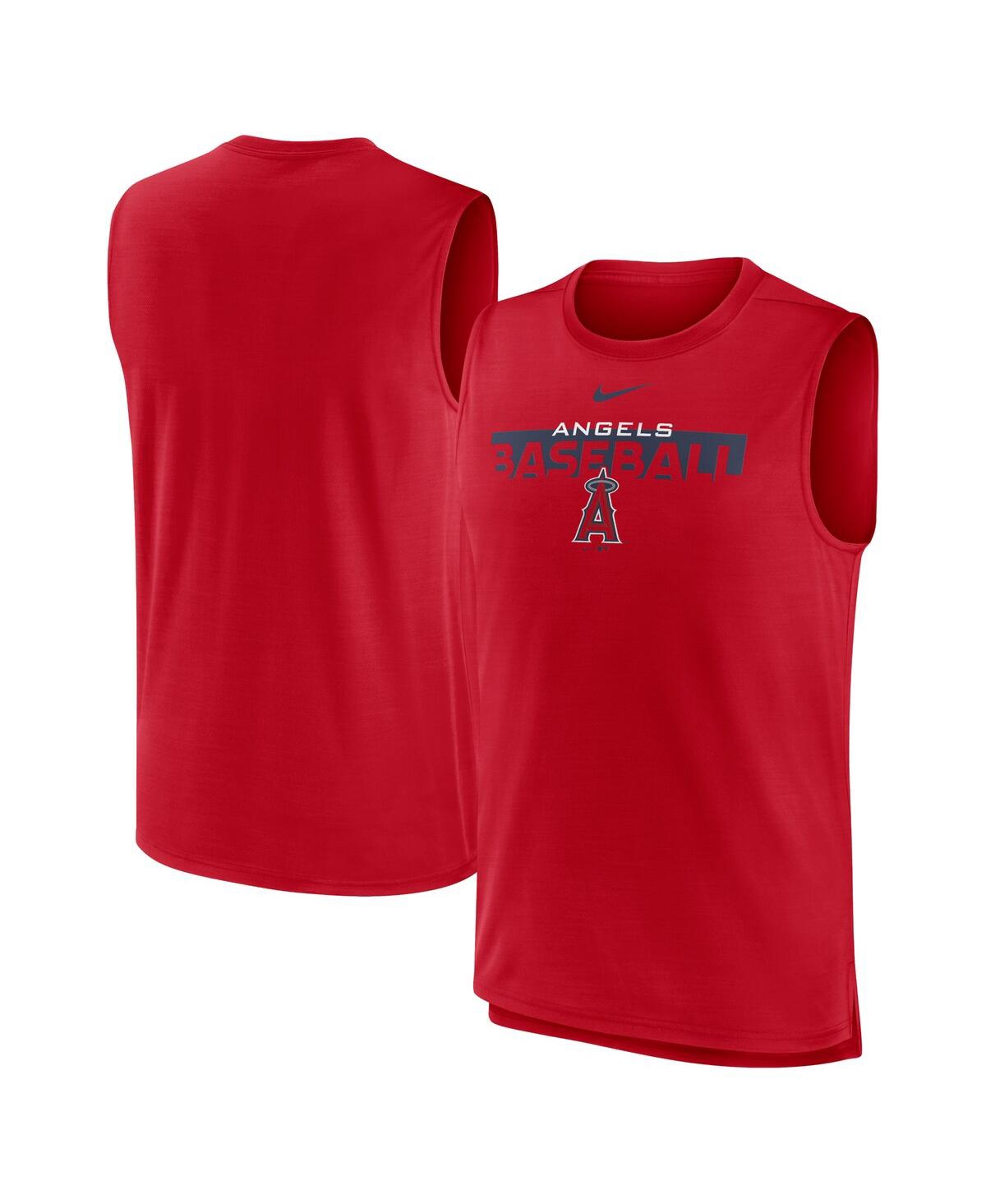 Shop Nike Men's  Red Los Angeles Angels Knockout Stack Exceed Muscle Tank Top