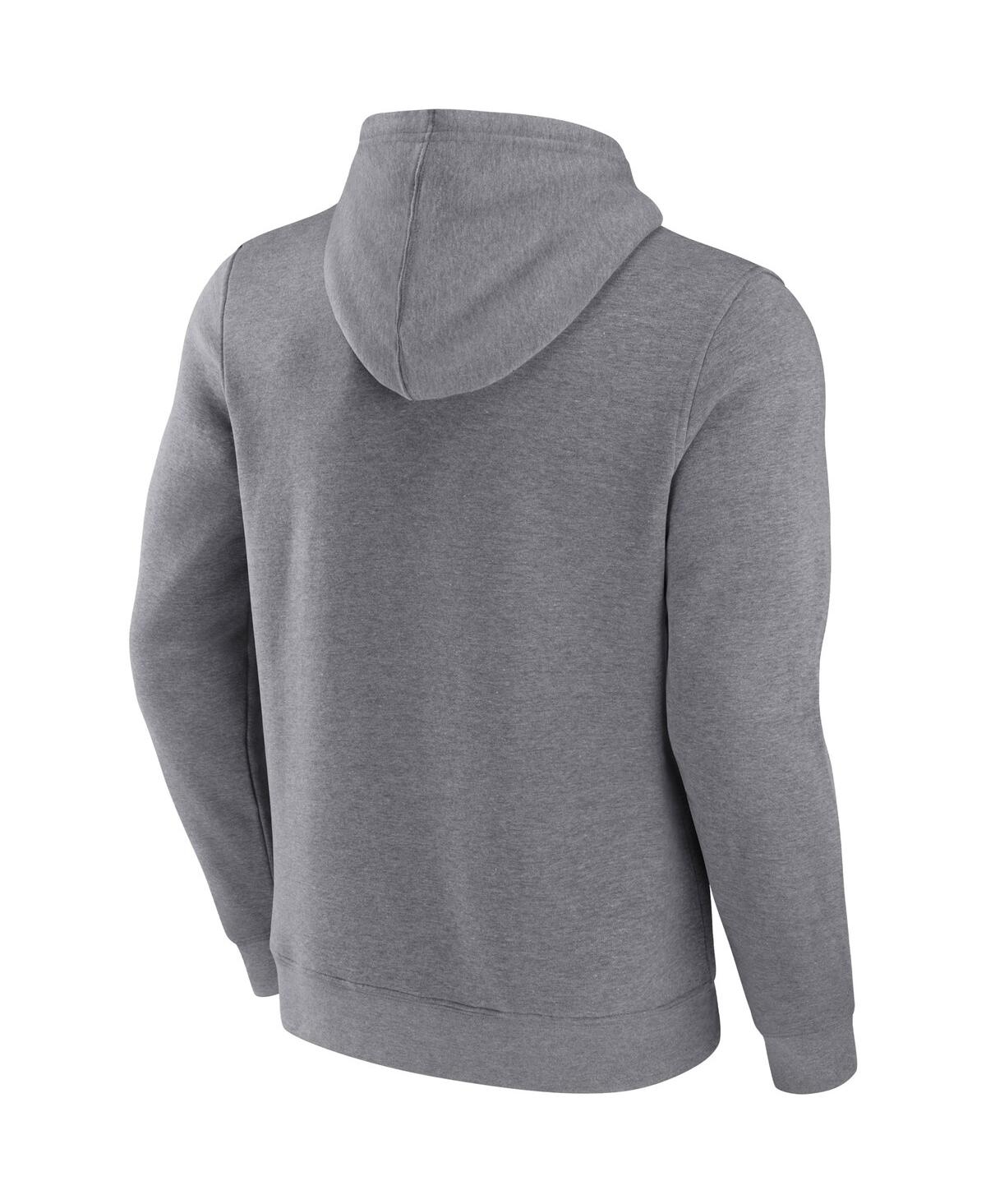 Shop Fanatics Men's  Heathered Gray, Red Washington Nationals Iconic Steppin Up Fleece Pullover Hoodie In Heathered Gray,red