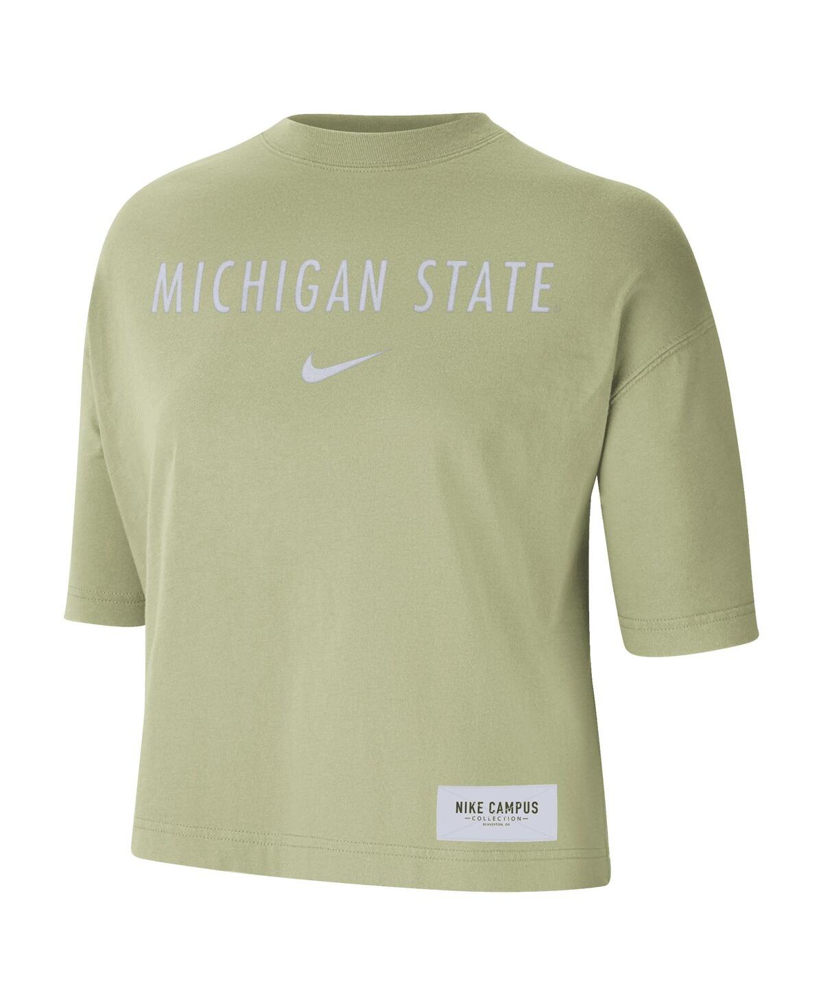 Shop Nike Women's  Olive Michigan State Spartans Earth Tones Washed Boxy T-shirt