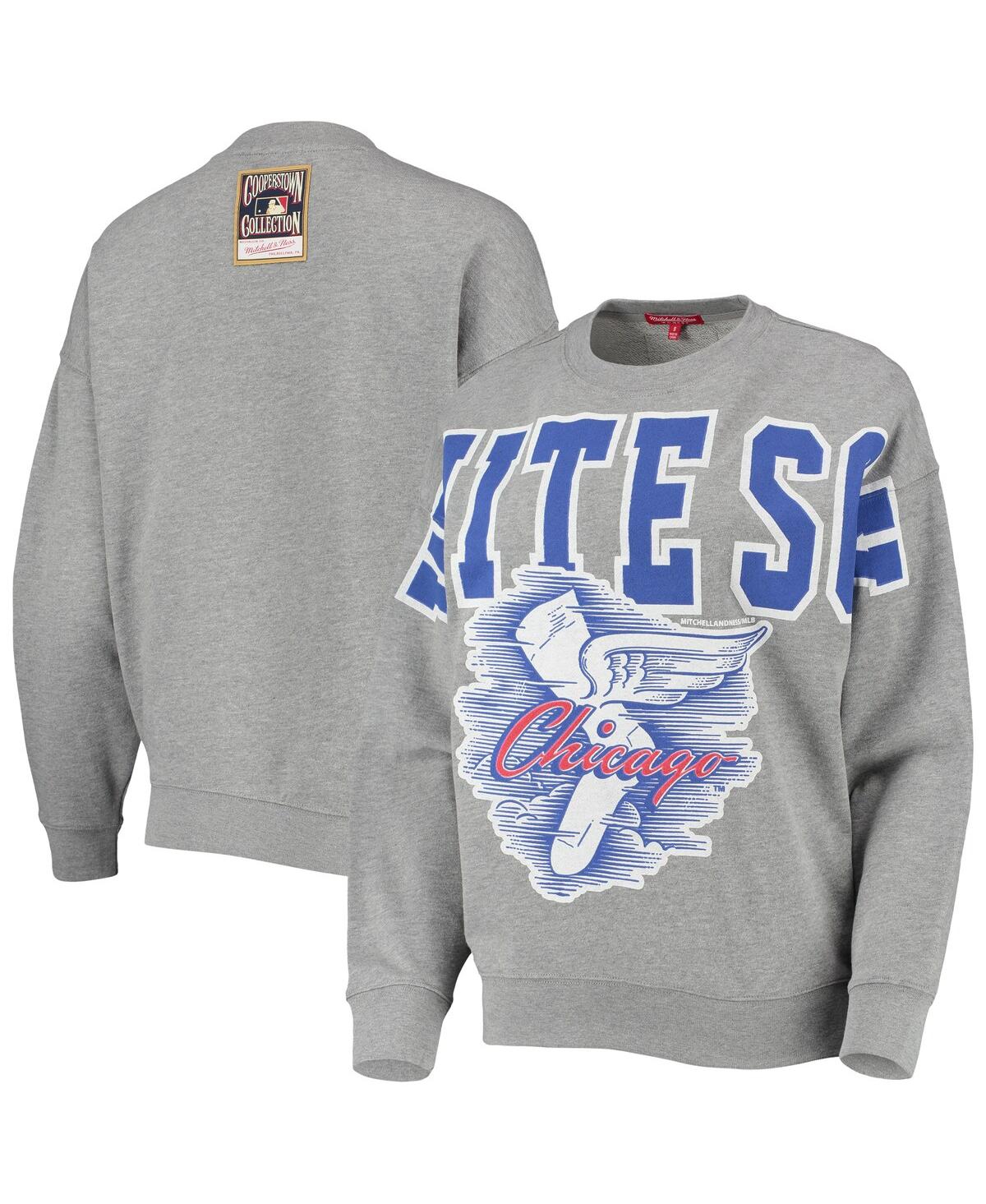 Women's Mitchell & NessChicago White Sox Cooperstown Collection Logo Lightweight Pullover Sweatshirt - Heathered Gray
