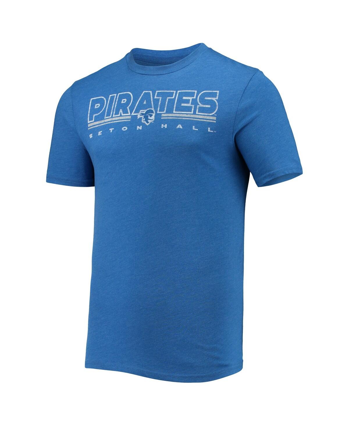 Concepts Sport Men's  Heathered Charcoal, Blue Seton Hall Pirates Meter T-shirt And Pants Sleep Set In Heathered Charcoal,blue