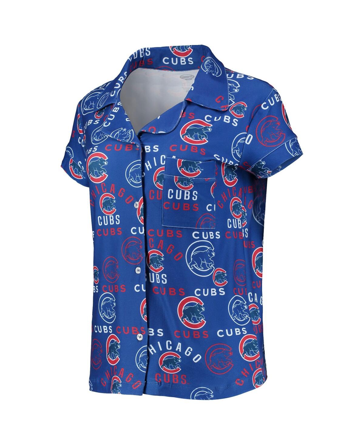 CONCEPTS SPORT WOMEN'S CONCEPTS SPORT ROYAL CHICAGO CUBS FLAGSHIP ALLOVER PRINT TOP AND SHORTS SLEEP SET 