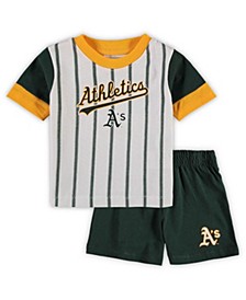 Infant Boys and Girls Green, Gold Oakland Athletics Position Player T-shirt and Shorts Set