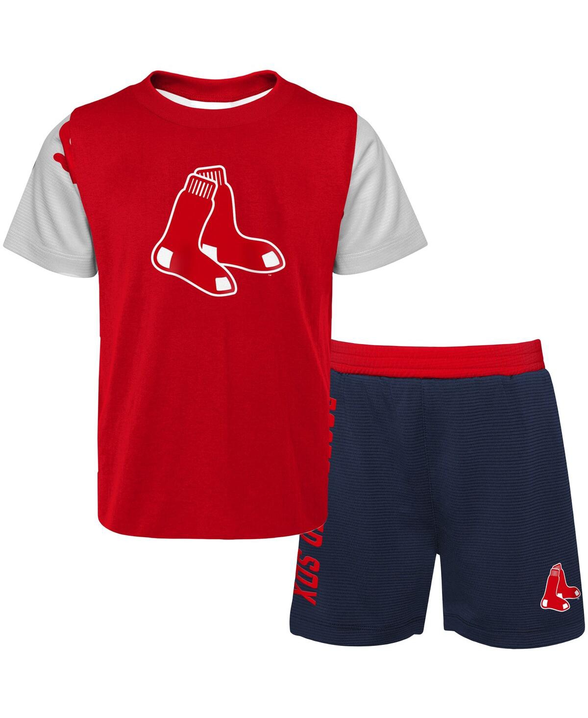 Shop Outerstuff Newborn And Infant Boys And Girls Red, Navy Boston Red Sox Pinch Hitter T-shirt And Shorts Set In Red,navy