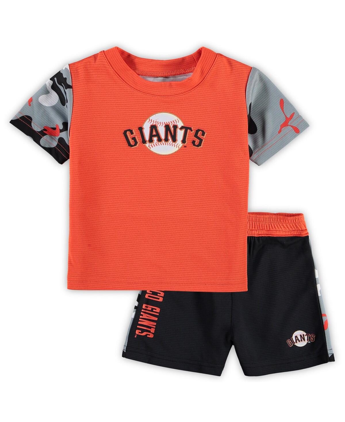 Shop Outerstuff Newborn And Infant Boys And Girls Orange, Black San Francisco Giants Pinch Hitter T-shirt And Shorts In Orange,black