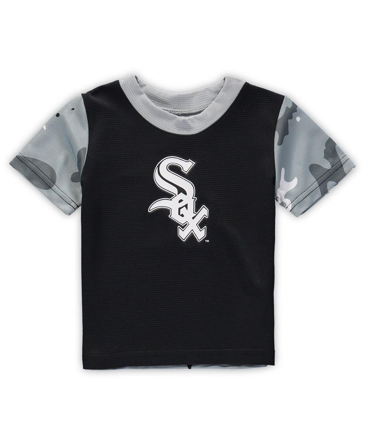 Shop Outerstuff Newborn And Infant Boys And Girls Black, Chicago White Sox Pinch Hitter T-shirt And Shorts Set
