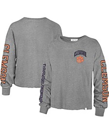 Women's '47 Heathered Gray Clemson Tigers Ultra Max Parkway Long Sleeve Cropped T-shirt
