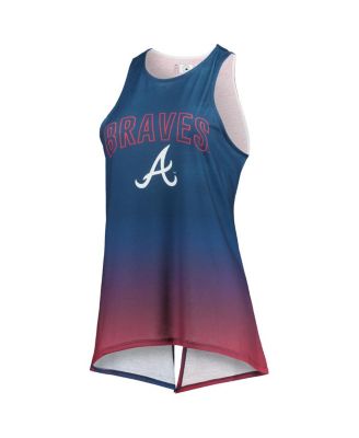 Women's Navy Atlanta Braves Gradient Tie-Back Racerback Tank Top