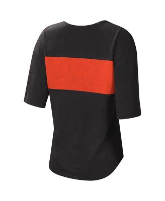 Women's Black and Orange San Francisco Giants Lead Off Notch Neck T-shirt