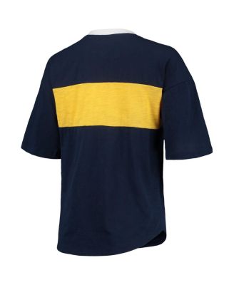 Women's Navy and Gold Milwaukee Brewers Lead Off Notch Neck T-shirt