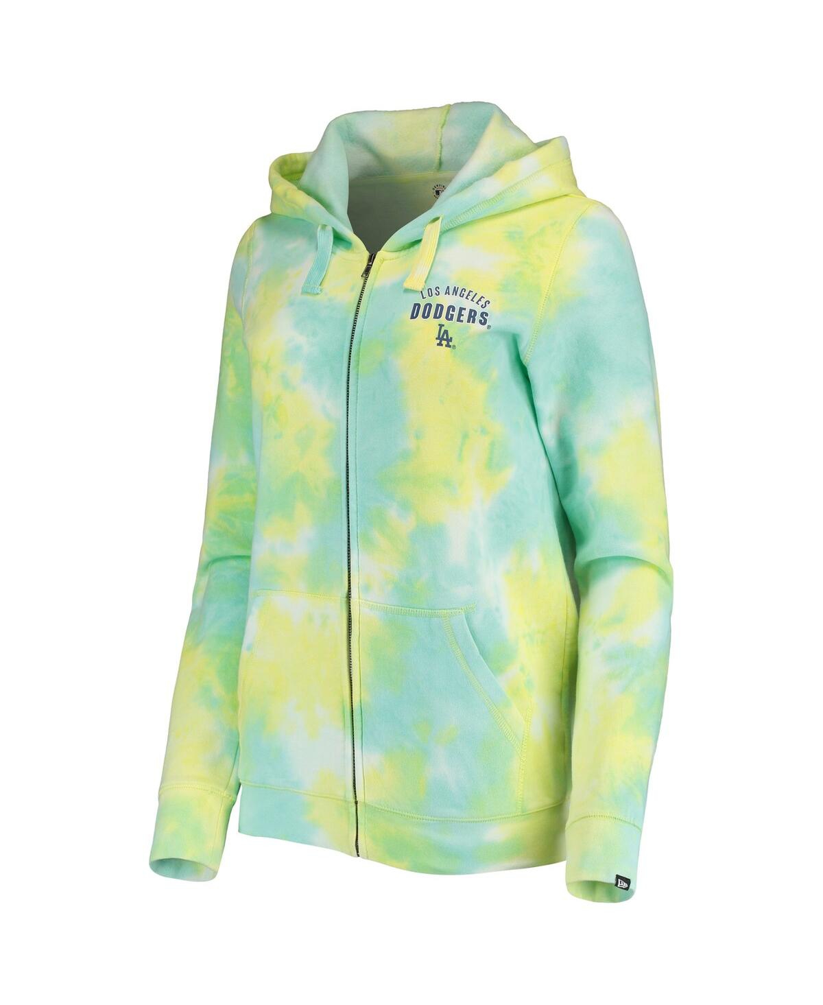 Women's New EraLos Angeles Dodgers Tie-Dye Full-Zip Hoodie - White