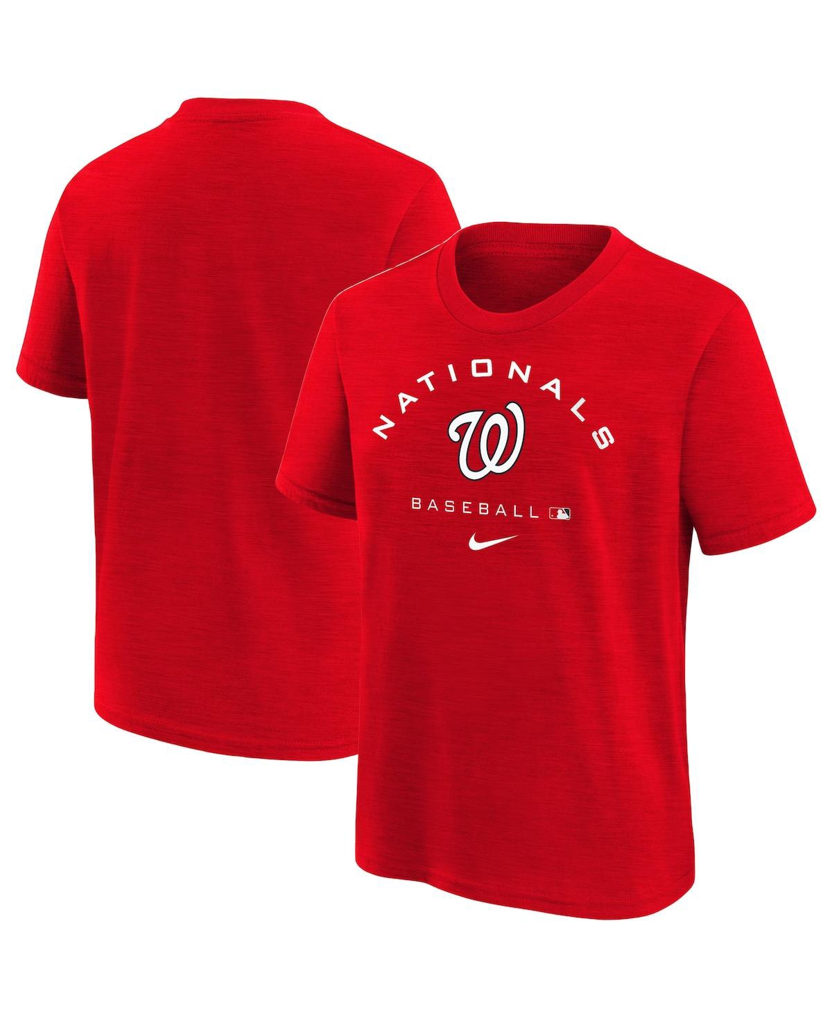 Shop Nike Big Boys  Red Washington Nationals Authentic Collection Early Work Tri-blend Performance T-shirt