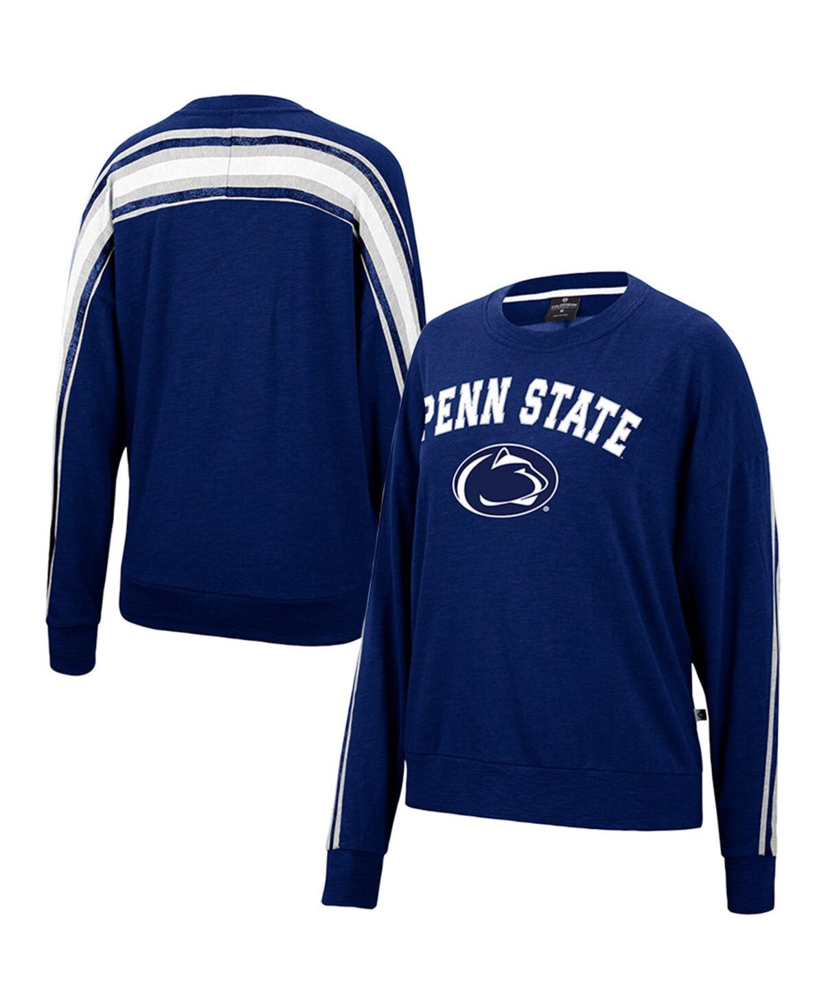 Women's Colosseum Heathered Navy Penn State Nittany Lions Team Oversized Pullover Sweatshirt - Navy