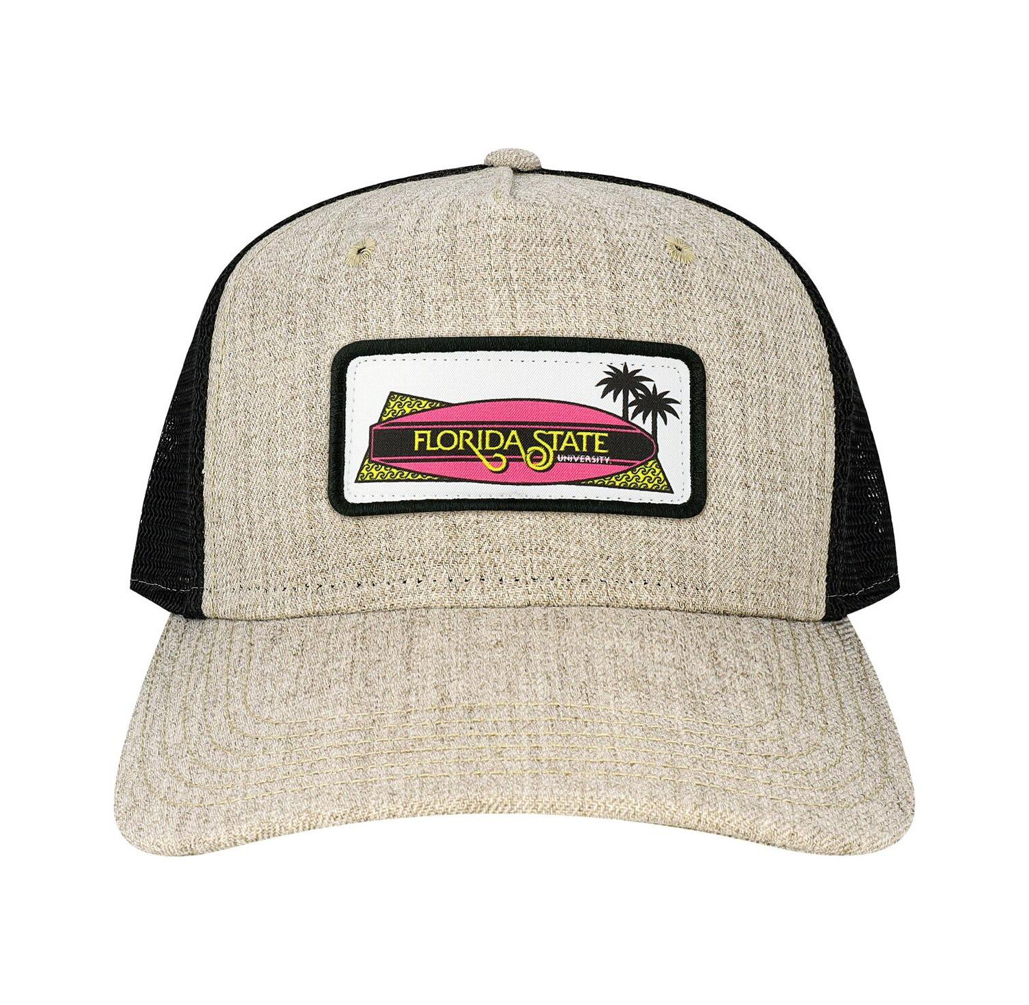 Men's Tan Florida State Seminoles Beach Club Roadie Trucker Snapback Adjustable Hat