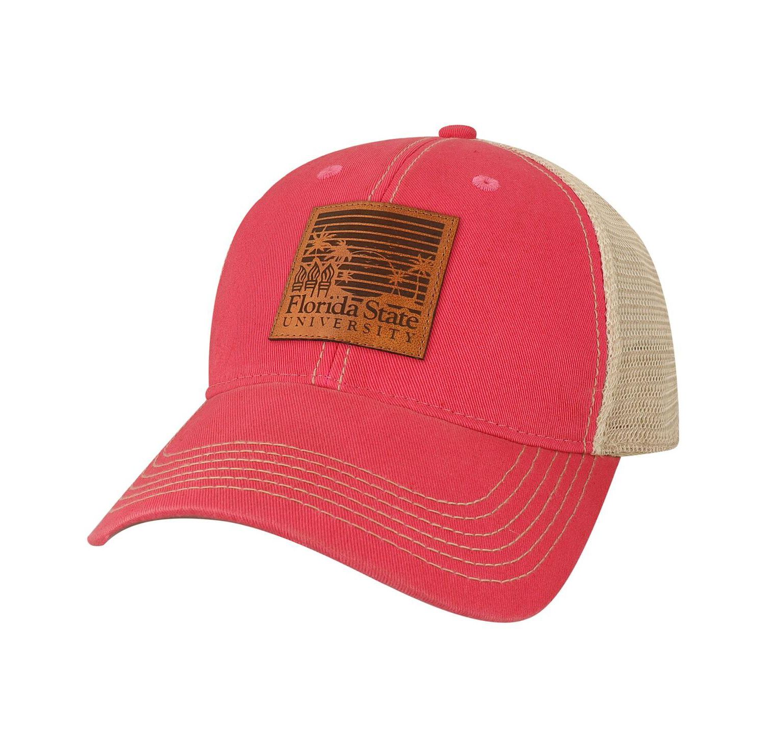 Men's Pink Florida State Seminoles Beach Club Palms Trucker Snapback Adjustable Hat