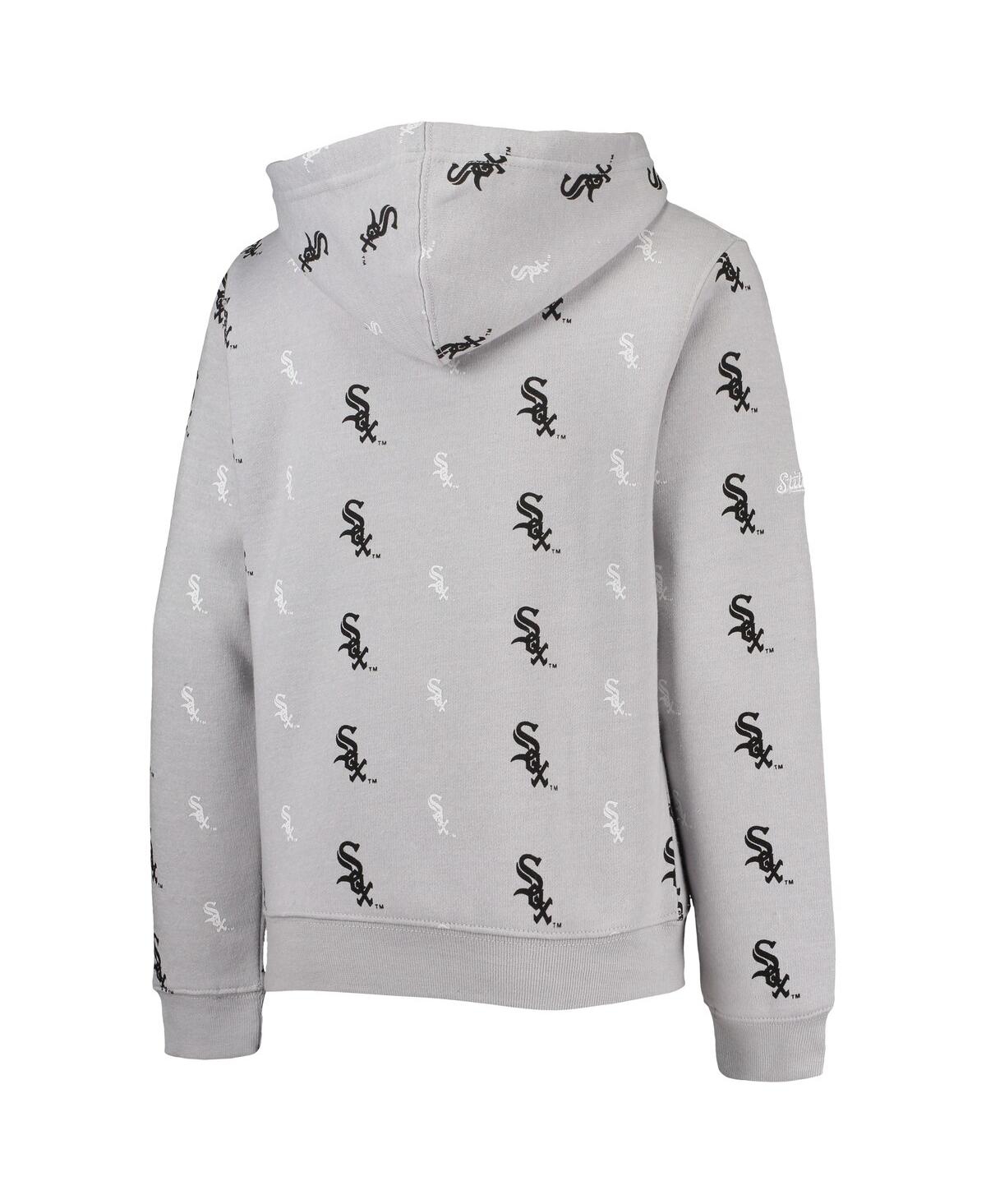 Stitches Youth  Heathered Gray Chicago White Sox Allover Print Pullover Hoodie In Heathered Gray