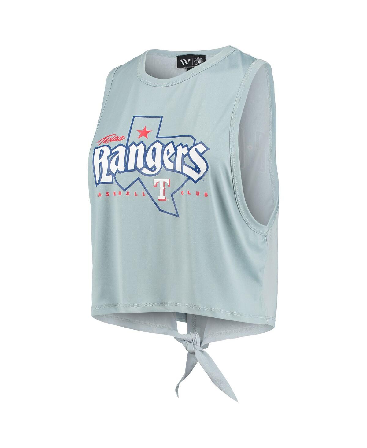 Shop The Wild Collective Women's  Light Blue Texas Rangers Open Back Twist-tie Tank Top