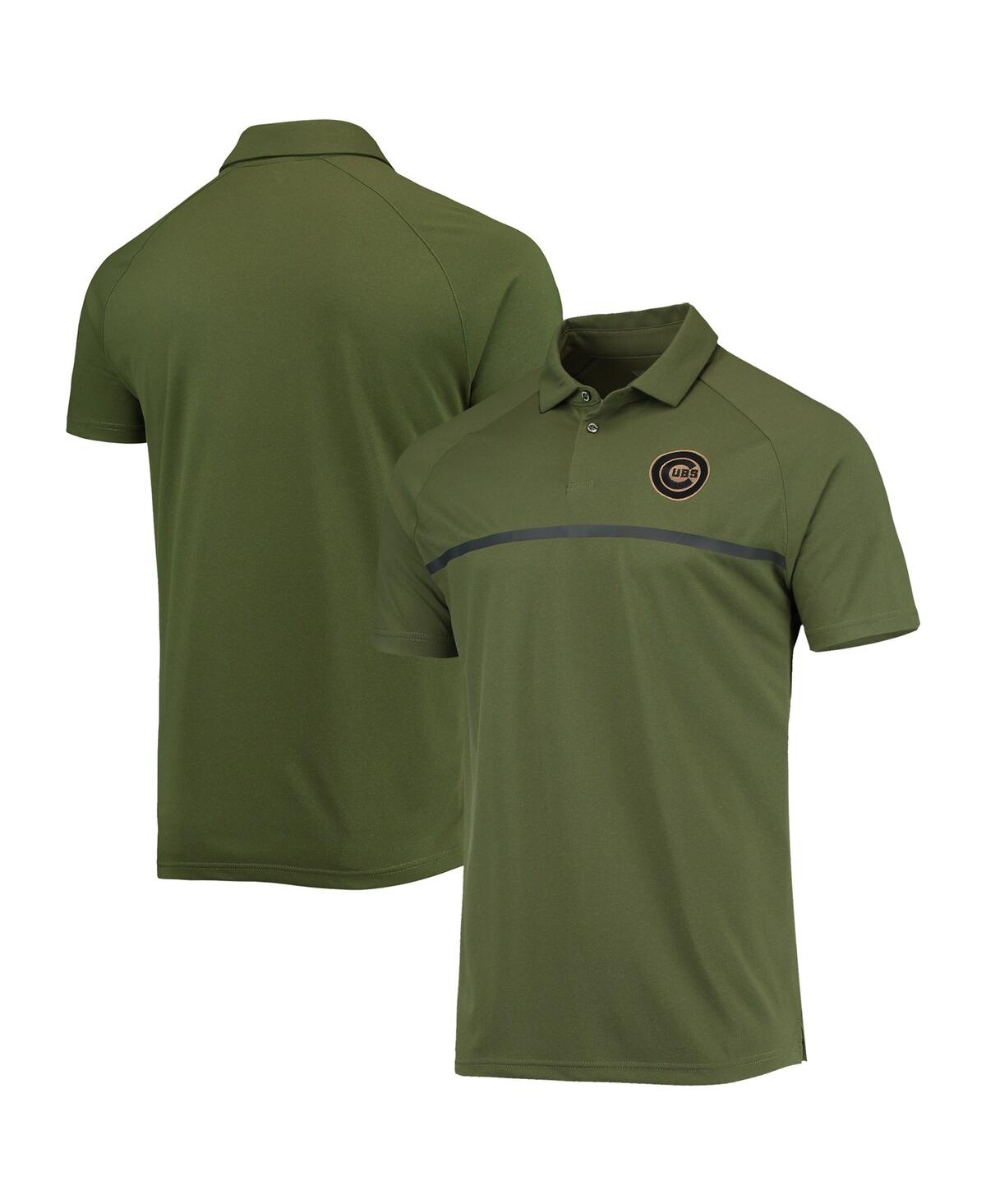 Men's LevelWear Olive Chicago Cubs Delta Sector Raglan Polo Shirt - Olive