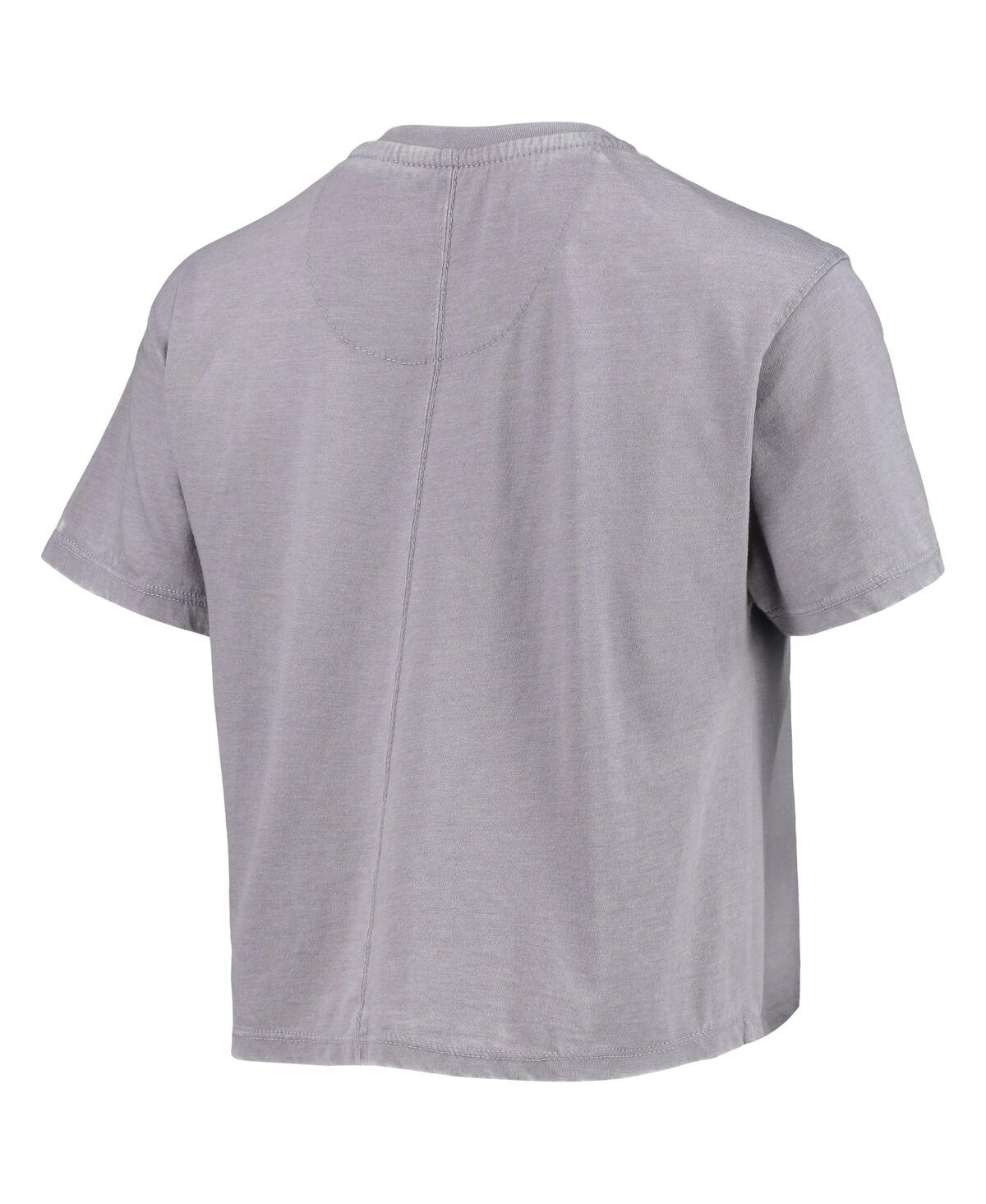 Women's PressboxMichigan State Spartans Edith Vintage-Like Burnout Crop T-shirt - Heathered Gray