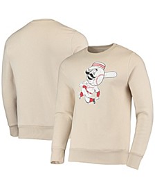 Men's Threads Oatmeal Cincinnati Reds Fleece Pullover Sweatshirt