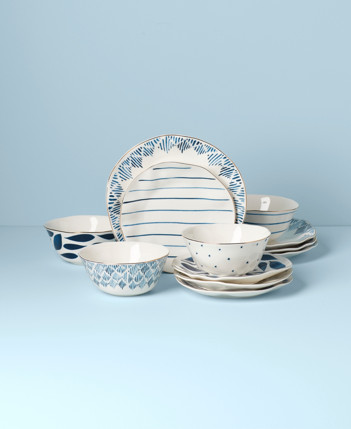 LenoxBay 12 Pc. Dinnerware Set, Service for 4 - Blue
