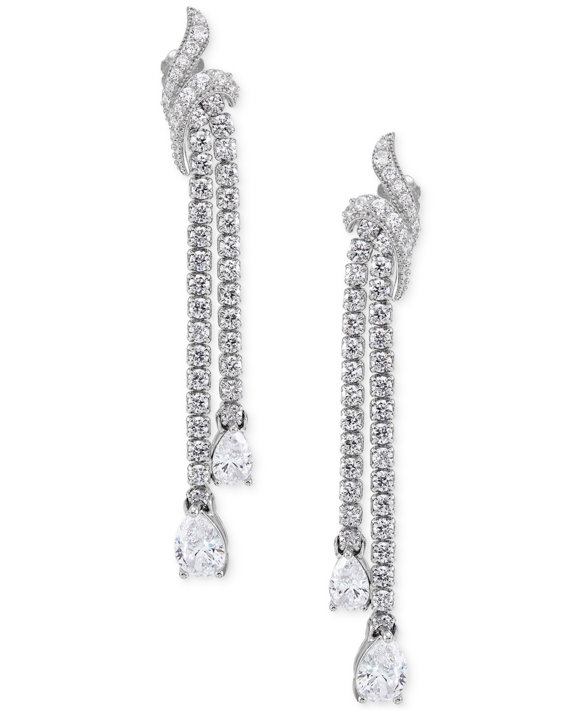 Cubic Zirconia Dangle Drop Earrings in Sterling Silver - Silver