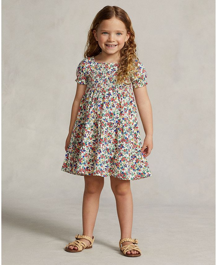Polo Ralph Lauren Toddler Girls Floral Smocked Jersey Dress - Macy's