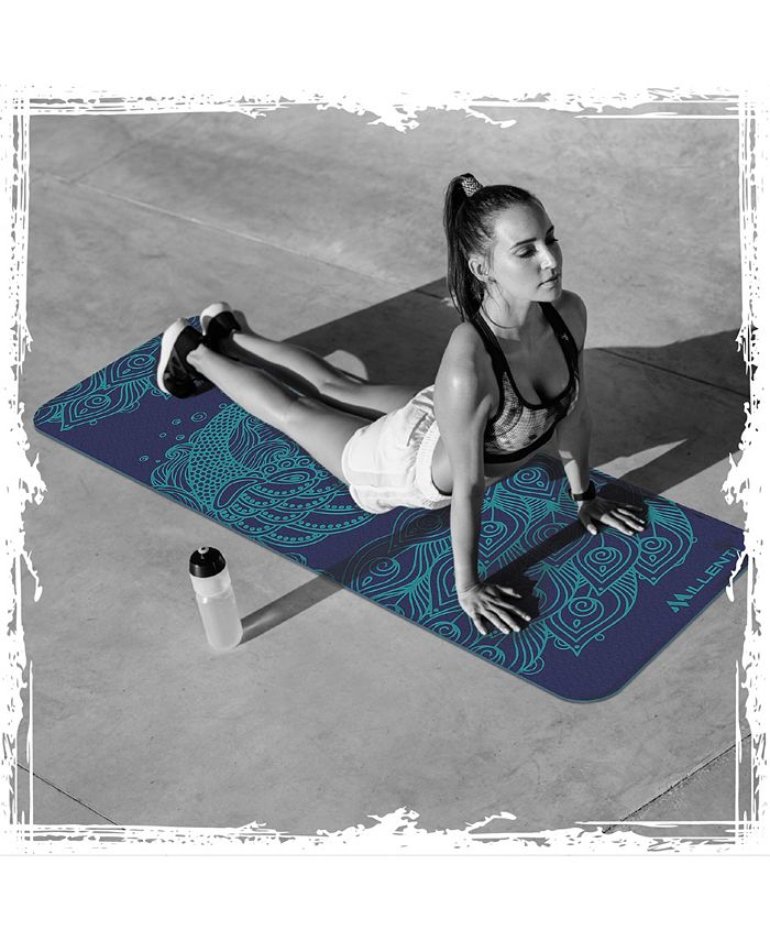 Millenti Yoga Mat Gym Mats - 6mm Thick TPE Texture Material, Premium-Design  Print, Non-Slip Exercise Mat - Dense Cushioning for Home Workouts