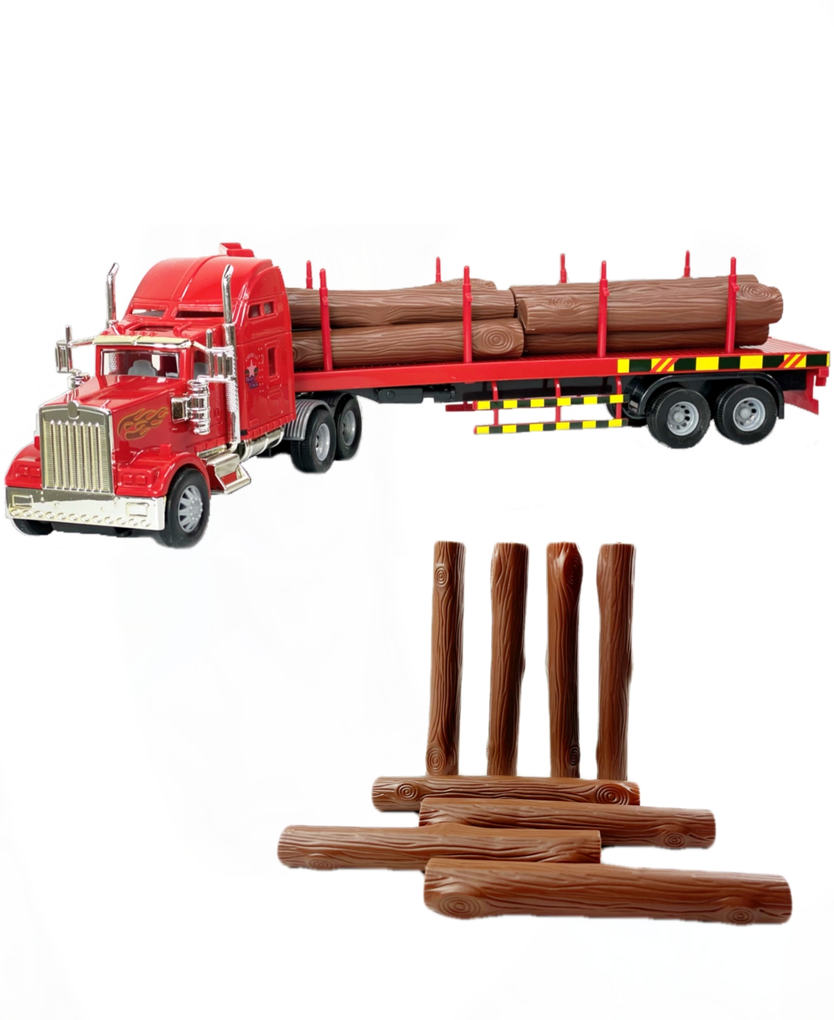 Big Daddy Mag-genius Big-daddy Big Rig Lumber Truck With 6 Piece Lumber Toy In Multi